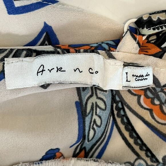 Ark & Co Boho Paisley Floral Print Ruffle Shorts Romper Cream Blue Orange - Picture 13 of 14